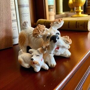 Ceramic Terrier Dog Figurines Spaghetti Whiskers